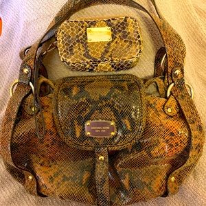 Michael Kors python shoulder bag and wristlet